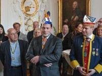2018 - Empfang des Aachener Karnevalvereins beim Oberbürgermeister von Aachen, Marcel Philipp, im Aachener Rathaus  : Empfang, Aachener Rathaus, Aachen, AKV, Aachener Karnevalsverein, Philipp, Franz, Freiherr von und zu Guttenberg, Freiherr, Guttenberg, Narrenkappe, Forstwirt, Landwirt, Präsident, Praesident, Die Linke, Gregor, Florian, Gysi, weißer Saal, weisser Saal, Hofmarschall, Thomas, Jägerberg, Jaegerberg