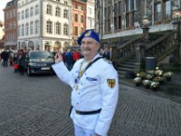 2018 - Empfang des Aachener Karnevalvereins beim Oberbürgermeister von Aachen, Marcel Philipp, im Aachener Rathaus  : Empfang, AKV, Aachener Karnevalsverein, Rathaus, Aachener Rathaus, Karneval, Kapellmeister, Öcher Storm, Oecher Storm, Uniform, weiß, weiss, MArktplatz, dirigieren