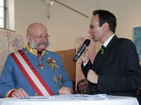 2017 - Traditions-Kaiserzug von Attnang-Puchheim nach Bad Ischl : Kaiserzug, Tradition, historisch, Touristenattraktion, Salzkammergut, Fremdenverkehrsattraktion, Eisenbahn, Spektakel, Gerard, Fritz, Kaiserdarsteller, franz Josef I, Schärpe, Schaerpe, Orden, Mikrofon