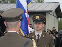 2019 - Feierlichkeiten zur 74. Wiederkehr der Befreiung des Konzentrationslagers Mauthausen, durch amerikanische Truppen  Feierlichkeiten zur 74. Wiederkehr der Befreiung des Konzentrationslagers Mauthausen, durch amerikanische Truppen. Dieses Bild zeigt eine Militärszene am Apellpatz des LAgers : #1B#, 74. Befreiungsfeier, 74. Gedenkfeier, Apellplatz, Befreiungsfeier, Gedenkfeier, Geschichte, KZ, Konzentrationslager, Mauthausen, Militaerszene, Militärszene, Uniformen, historisch, strenger Blick